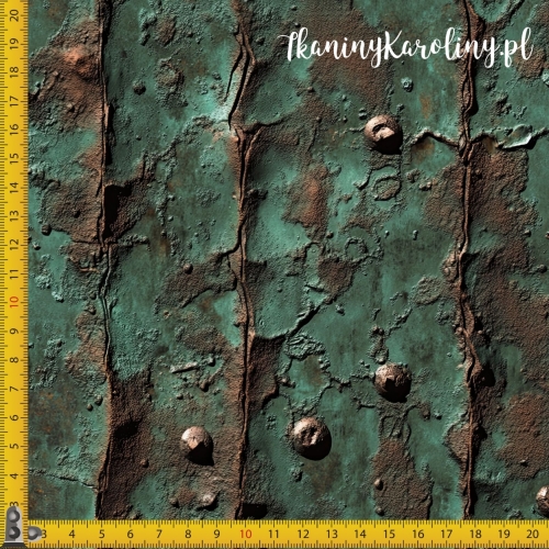 WELUR TAPICERSKI - Metal i rdza - Pionowe pasy zielone [6-8]