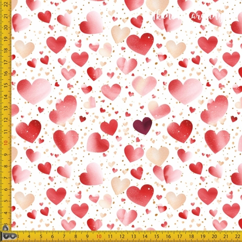 TKANINA WODOODPORNA OXFORD Serduszka 1 - czerowne i różowe na białym tle