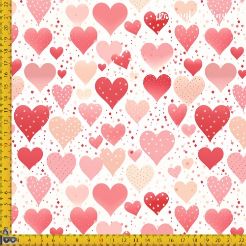 TKANINA WODOODPORNA OXFORD serduszka 5 - różowe i beżowe pastelowe na białym tle