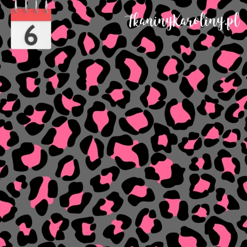 WELUR TAPICERSKI Panterka różowa na grafitowym