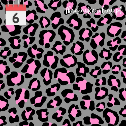 WELUR TAPICERSKI Panterka różowa na szarym