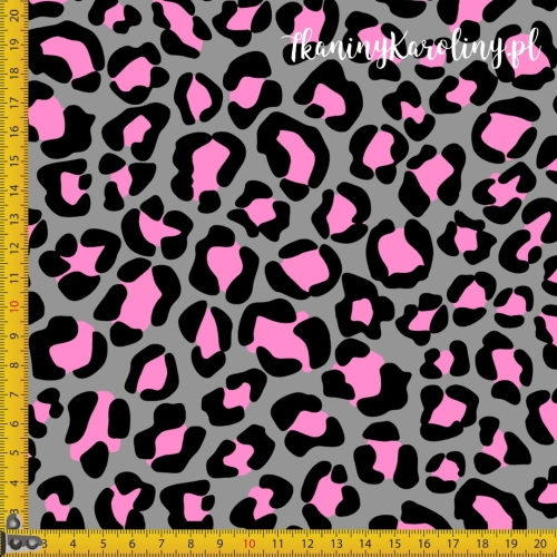 WELUR TAPICERSKI Panterka różowa na szarym