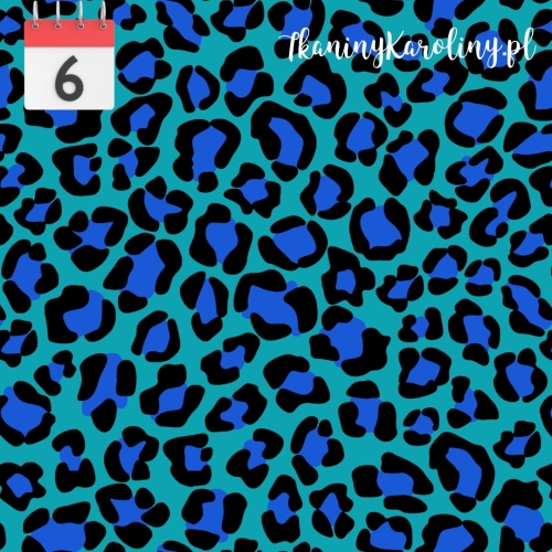 WELUR TAPICERSKI Panterka niebieska na turkusowym