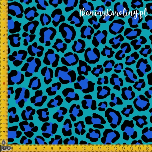 WELUR TAPICERSKI Panterka niebieska na turkusowym