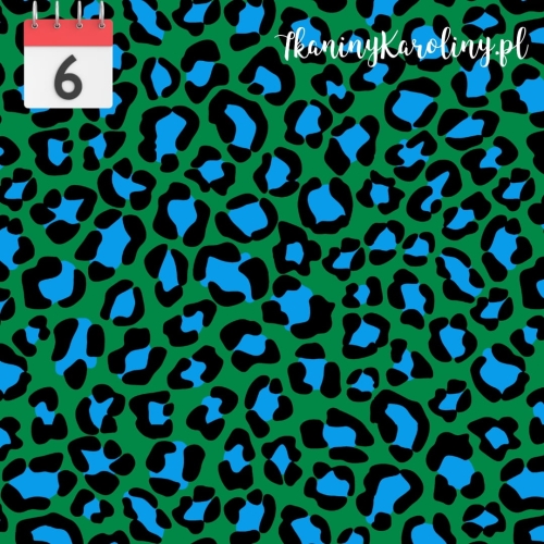 WELUR TAPICERSKI Panterka niebieska na zielonym