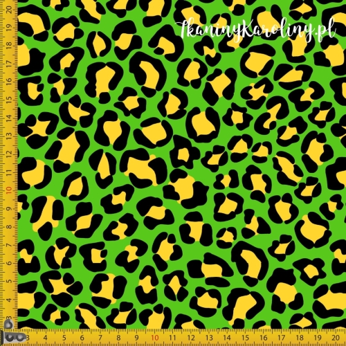 WELUR TAPICERSKI Panterka żółta na zielonym
