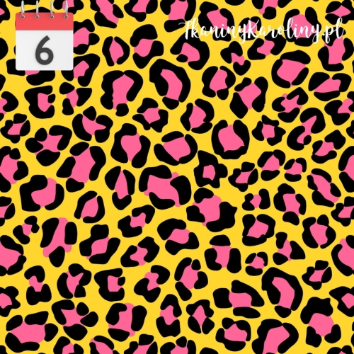 WELUR TAPICERSKI Panterka różowa na żółtym