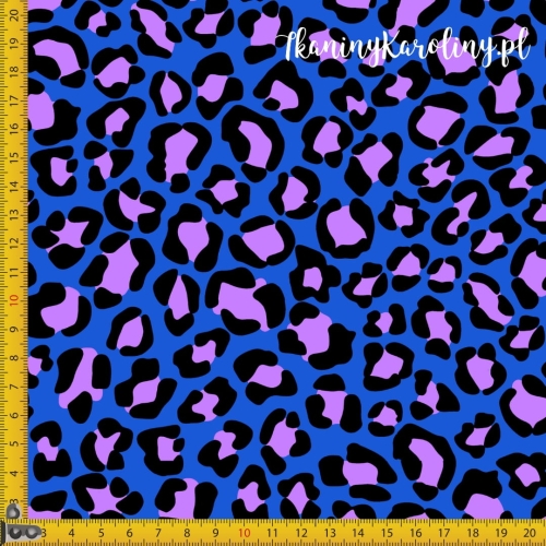 WELUR TAPICERSKI Panterka - fioletowa na niebieskim