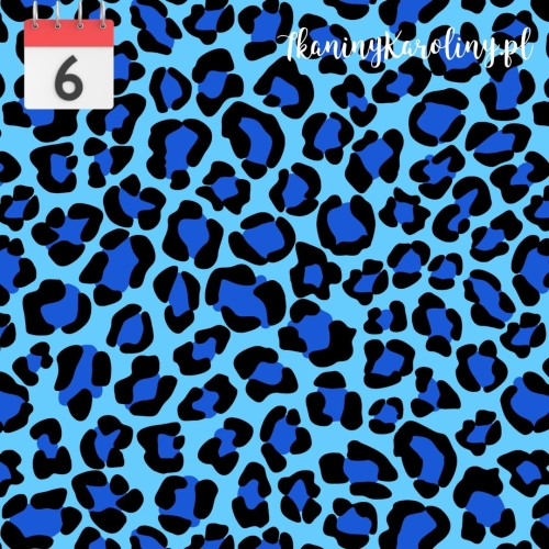 WELUR TAPICERSKI Panterka niebieska na błękitnym
