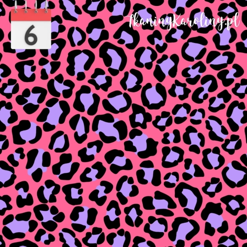 WELUR TAPICERSKI Kolorowa panterka - fioletowa na różowym