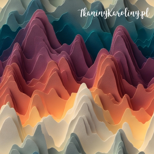 TKANINA WODOODPORNA OXFORD Góry 3D 1 - Fale ombre