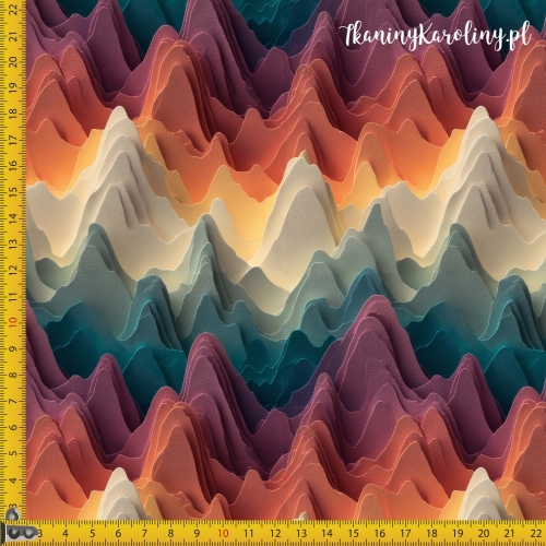 TKANINA WODOODPORNA OXFORD Góry 3D 1 - Fale ombre