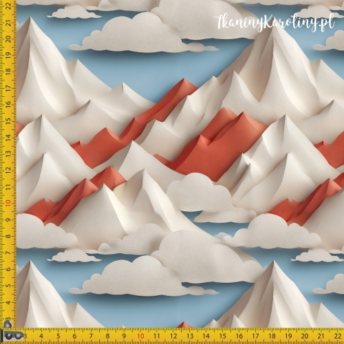 TKANINA WODOODPORNA OXFORD Góry 3D 6 - Zimowe z chmurami