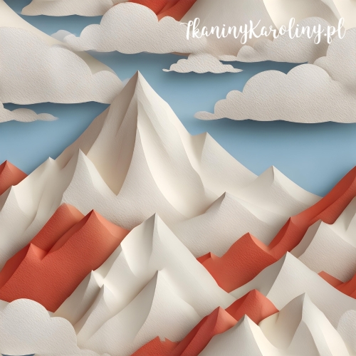 TKANINA WODOODPORNA OXFORD Góry 3D 6 - Zimowe z chmurami