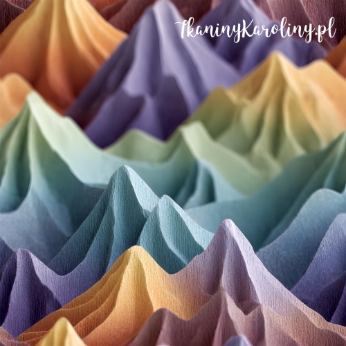 TKANINA WODOODPORNA OXFORD Góry 3D 9 - Pastelowe szczyty