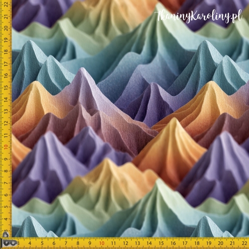 TKANINA WODOODPORNA OXFORD Góry 3D 9 - Pastelowe szczyty
