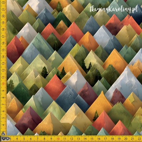 TKANINA WODOODPORNA OXFORD Góry 3D 12 - Jesienne Kolorowe szczyty