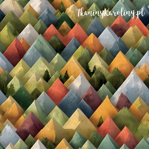 TKANINA WODOODPORNA OXFORD Góry 3D 12 - Jesienne Kolorowe szczyty