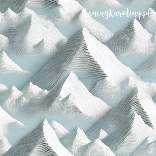 TKANINA WODOODPORNA OXFORD Góry 3D 13 - Lodowe szczyty