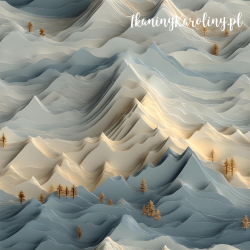 TKANINA WODOODPORNA OXFORD Góry 3D 15 - Kremowo-szare