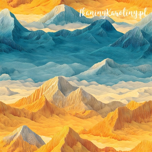 TKANINA WODOODPORNA OXFORD Góry 3D 1 - Pustynne góry