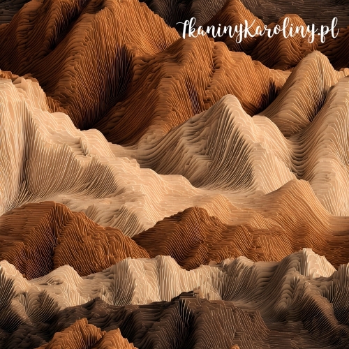 TKANINA WODOODPORNA OXFORD Góry 3D 19 - Sztyty brązowo -beżowe