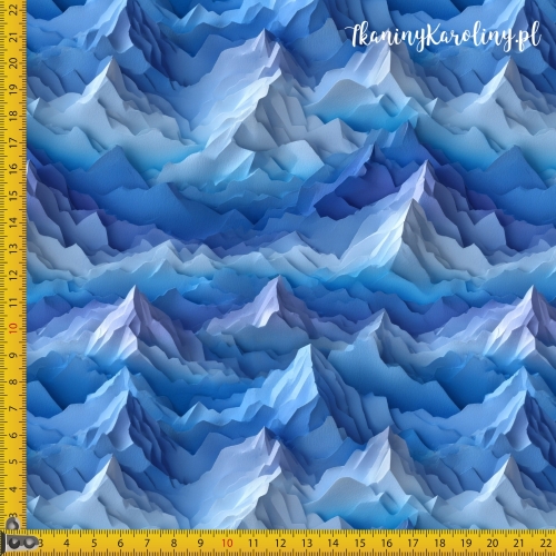 TKANINA WODOODPORNA OXFORD Góry 3D 22 - Błękitne szczyty