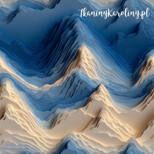WELUR TAPICERSKI DRUKOWANY Góry 3D 1 - Oceaniczne szczyty