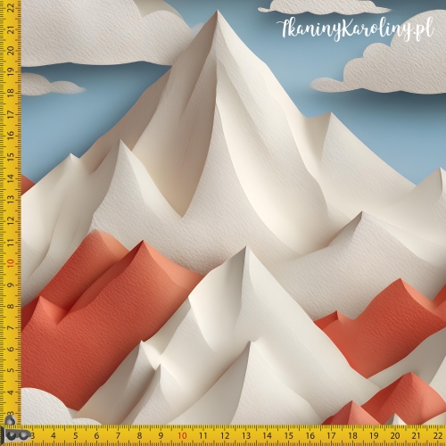 WELUR TAPICERSKI DRUKOWANY Góry 3D 6 - Zimowe z chmurami