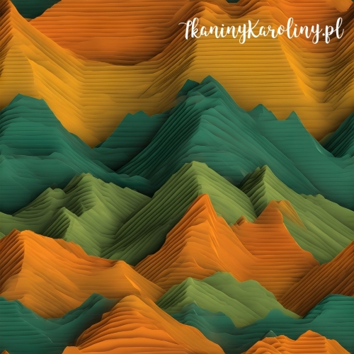 WELUR TAPICERSKI DRUKOWANY Góry 3D 10 - Zielono-żółte