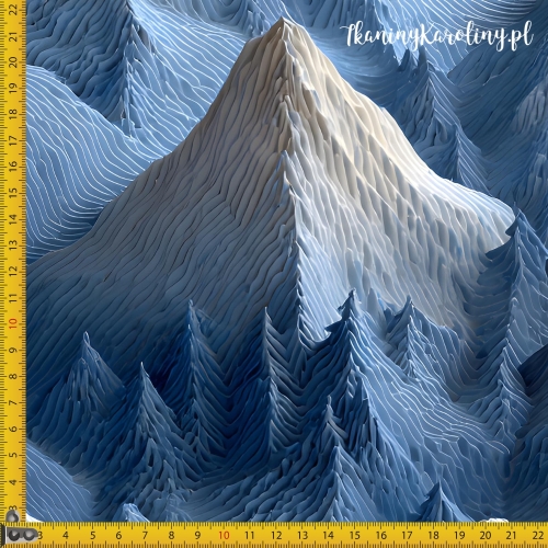 WELUR TAPICERSKI DRUKOWANY Góry 3D 20 - Zimowe szczyty nocą