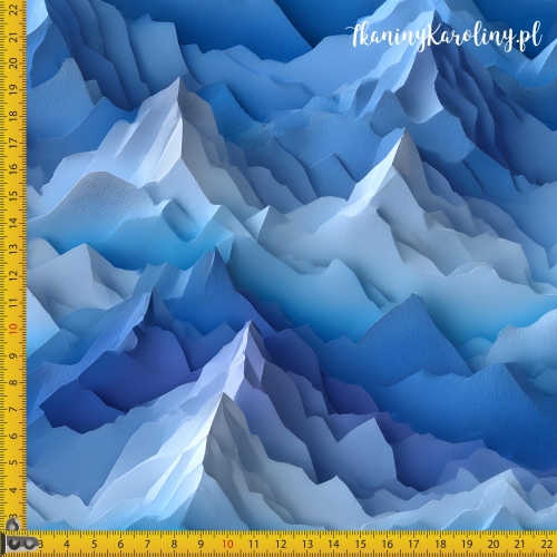 WELUR TAPICERSKI DRUKOWANY Góry 3D 22 - Błękitne szczyty