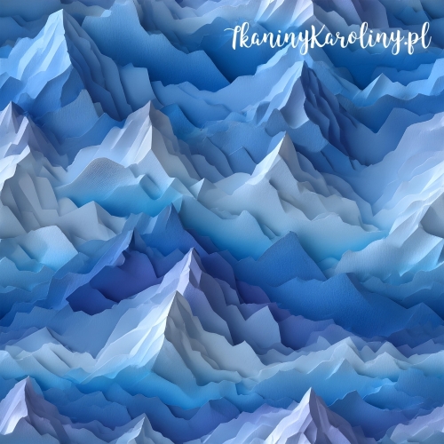 WELUR TAPICERSKI DRUKOWANY Góry 3D 22 - Błękitne szczyty