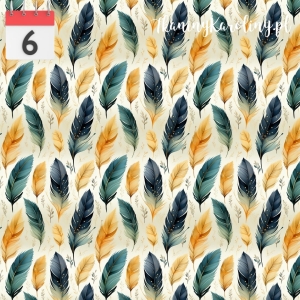 OD RĘKI TKANINA WODOODPORNA OXFORD Pióra turkusowo złote 