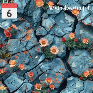 OD RĘKI TKANINA WODOODPORNA OXFORD Kwiaty na skałach 16
