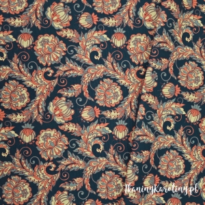 TKANINA WODOODPORNA OXFORD Paisley pomarańczowy na granatowym