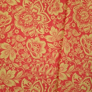 TKANINA WODOODPORNA OXFORD Paisley żółty na pomarańczowym
