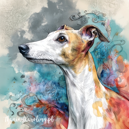 Panel welurowy Whippet 2 malowany