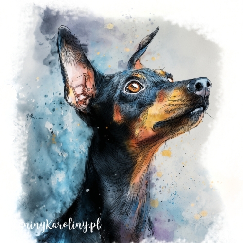 Panel welurowy Pinczer malowany