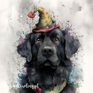 Panel welurowy Nowofunland w czapce malowany [6-8]