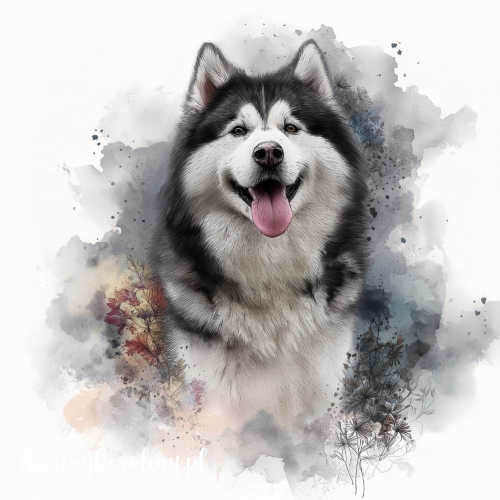 Panel welurowy Alaskan Malamute 1 malowany