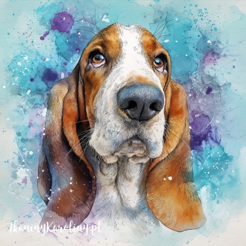 Panel welurowy Basset hound 2 malowany