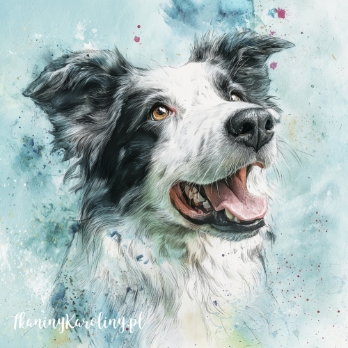 Panel welurowy Border Collie 1 malowany