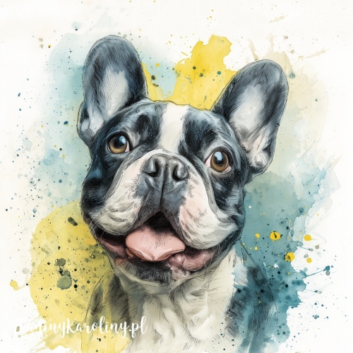 Panel welurowy Buldog francuski 3 malowany [6-8]