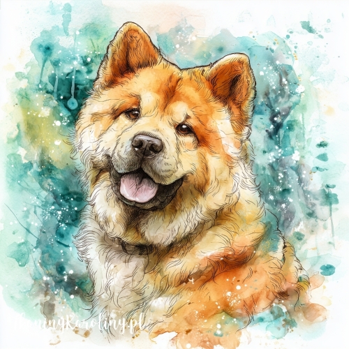 Panel welurowy Chow chow 3 malowany