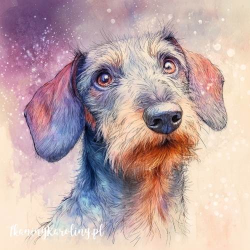 Panel welurowy Jamnik szorstkowłosy 3 malowany