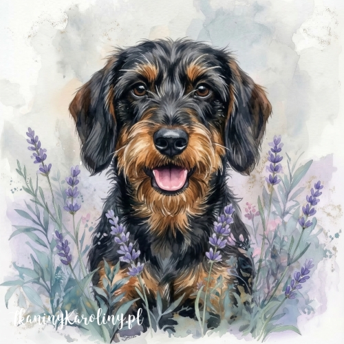 Panel welurowy Jamnik szorstkowłosy malowany