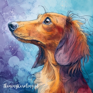 Panel welurowy Jamnik długowłosy 3 malowany [6-8]