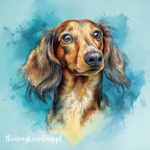 Panel welurowy Jamnik długowłosy 2 malowany