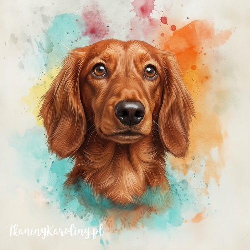 Panel welurowy Jamnik długowłosy 1 malowany